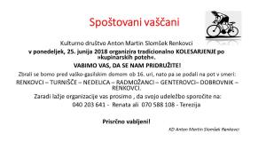 Vabilo KD Anton Martin Slomšek Renkovci